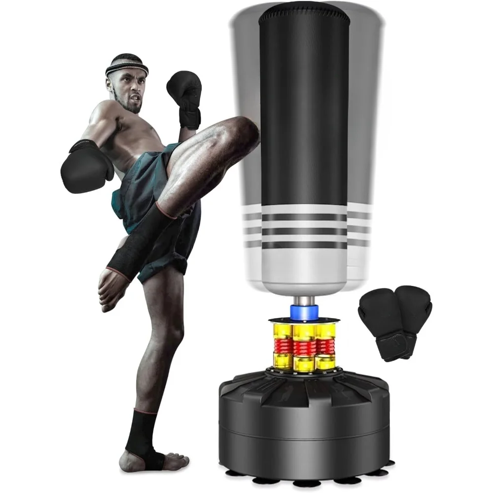 Freestanding boxing bag with stand for adults, teens, children, taekwondo bag with suction cup base