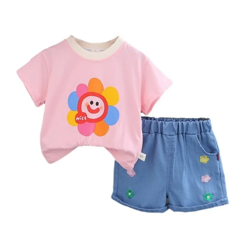 New Summer Baby Clothes Suit Children Girls Cute T-Shirt Shorts 2Pcs/Sets Toddler Casual Costume Kids Clothing Infant Tracksuits