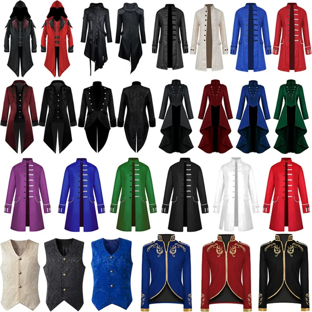 

Medieval Retro Costume Men's and Women's Mid length Halloween Swallowtail Monk Suit Friar Robe Wizardry Suit Cloak