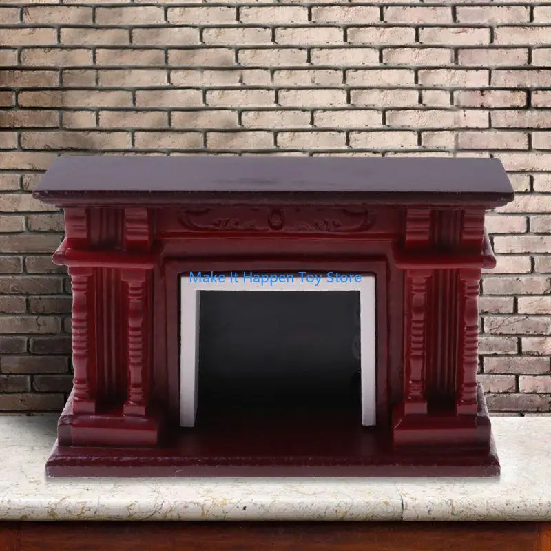 28ec 1:12 Dollhouse Mini Mahagoni Kamin Miniatursimulation Möbel Kinder tun für Spielzeugspielzeug DIY Accessoires