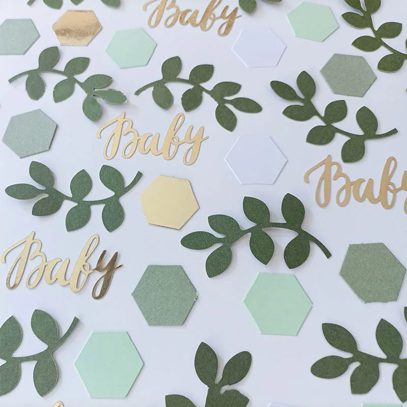 Oh Baby Konfetti Dschungel Safari Baby Geburtstag Papierkonfetti Babyparty Junge oder Mädchen Eukalyptusblätter Konfetti Taufe & Tauffeier – Detail 1