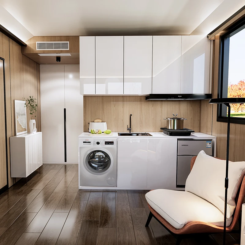 Cottage de aço pré-fabricado removível contemporâneo de 20 pés do fabricante Casa móvel de 2 quartos com impermeabilização