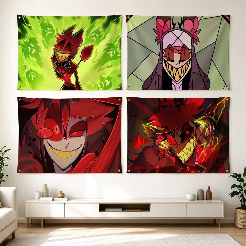 H-Hazbin Hotel Animation Alastor  Flags for Bedrooms Home Decor Items Outdoor Decors Garage Decoration Flaga