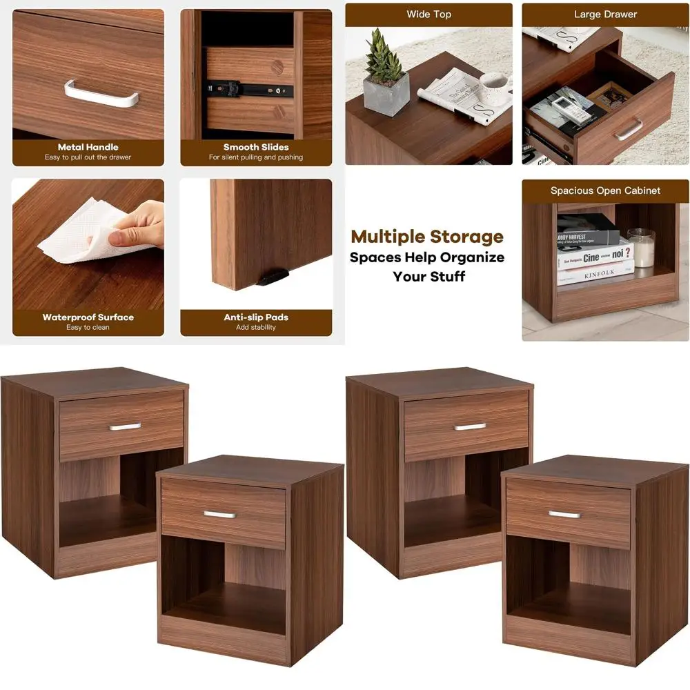 Set Of 2 Brown Wood…