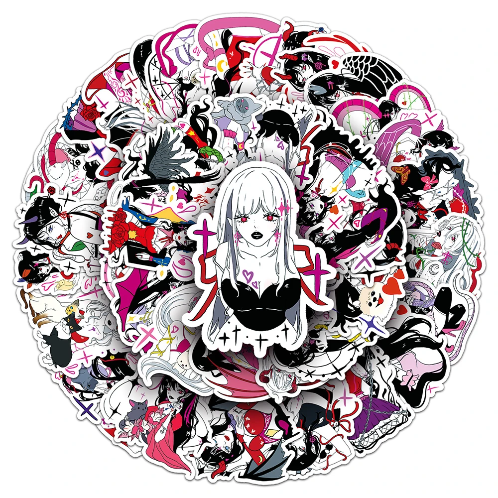 10/30/50pcs Cartoon Gothic Anime Demon Girl Stickers Decals DIY Phone Notebook Luggage Bike Aesthetic Graffiti Sticker for Gifts