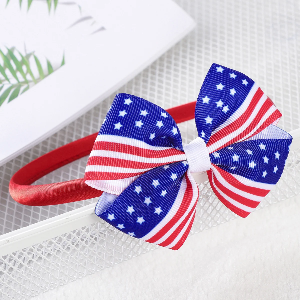 

America Flag Hair Clip Red Bowknot Kids Hairpin for Independence Day 4th July National Day Patriotic Hair Accessories