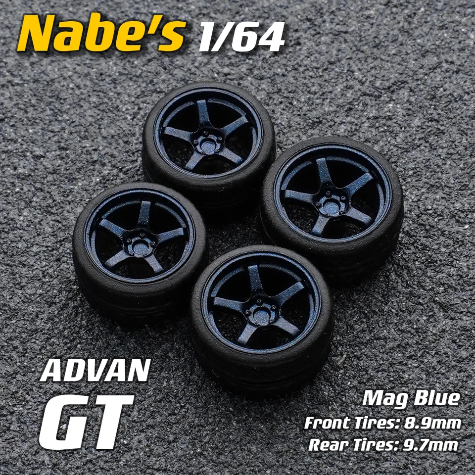 1/64 Nabes X Chika Advan GT/CE28 10.5mm/9.7mm/8.9mm Wheels Tires