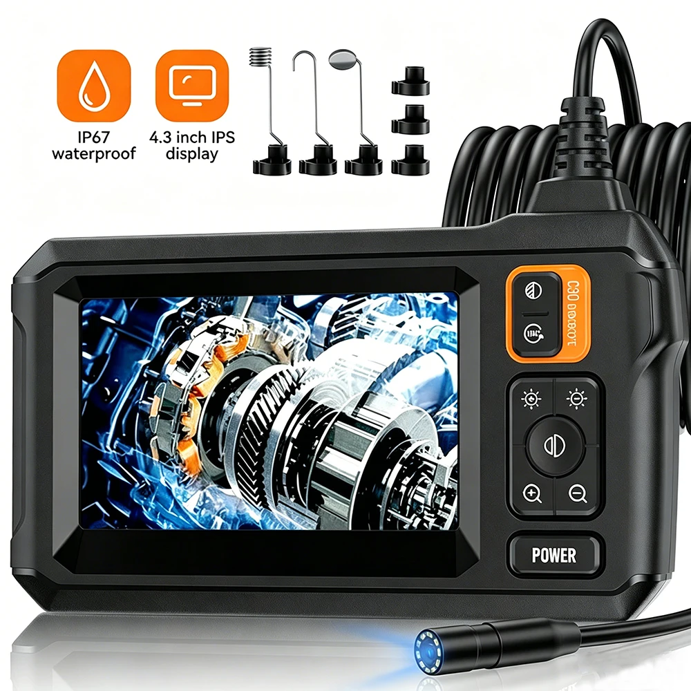 INSKAM Industrial Endoscope Camera 1080P LCD Borescope Inspection Camera with 8mm IP67 Waterproof Car Snake Camera gifts for men