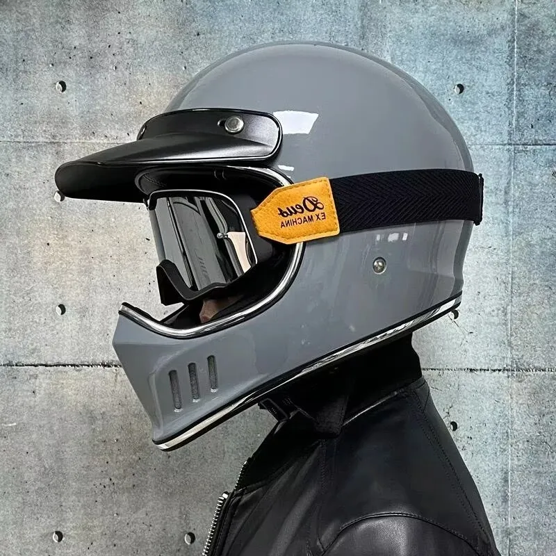 Vintage Full Face Motorcycle Motocross Helmet ABS Shell Lightweight Casque High Quality Casco Moto Four Seasons Cruise view 5