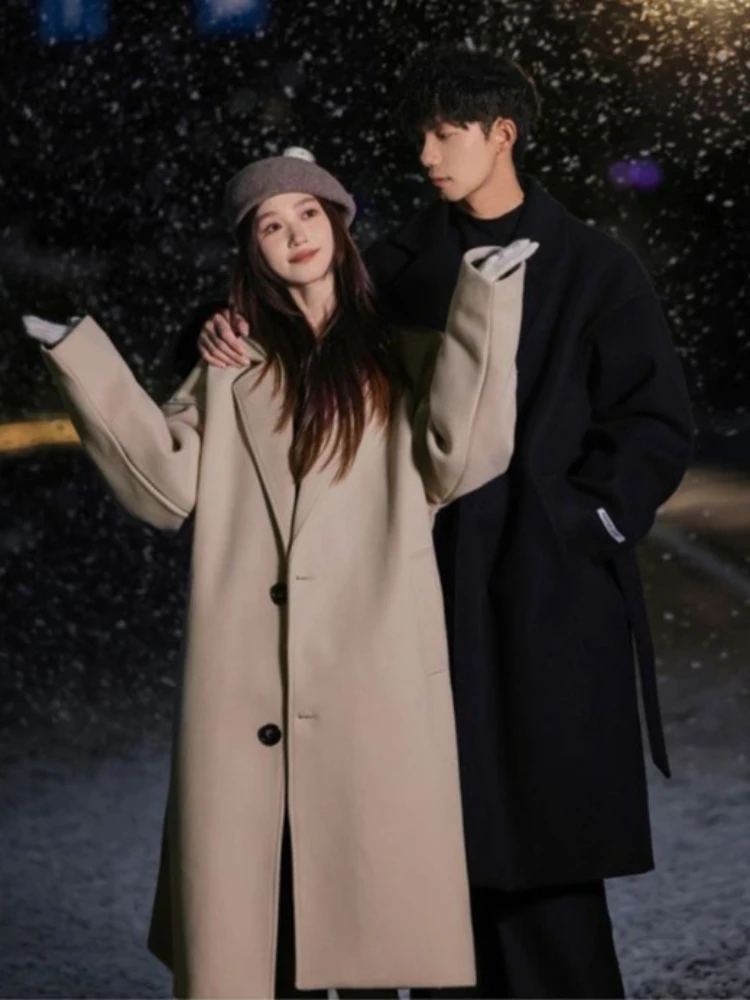 

Korean Design Thickened Longline Trench Coat Business Casual Overcoat for Winter Warm Fashionable Men's Outerwear