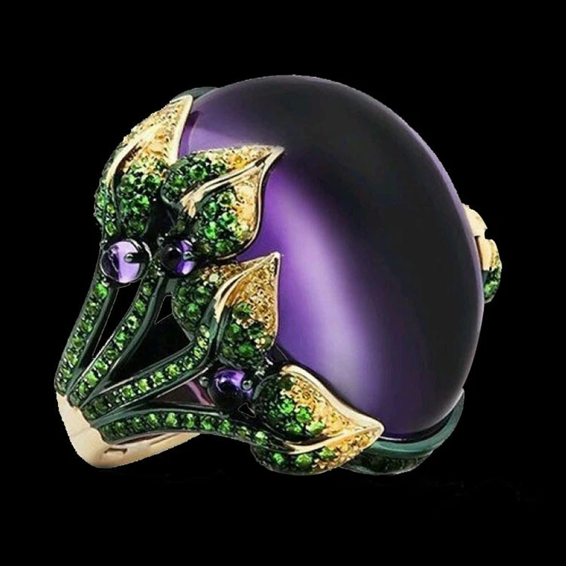 Europe And The United States Hot Selling Atmosphere Purple Plate Ring Men's And Women's Creative New Hand Jewelry Ring