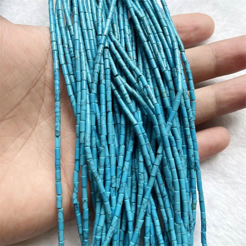 4*2MM Small Size Natural Stone Round Tube Beads For Larimar Turquoise DIY Necklace Bracelat Jewelry Making Gemstone Disc view 3