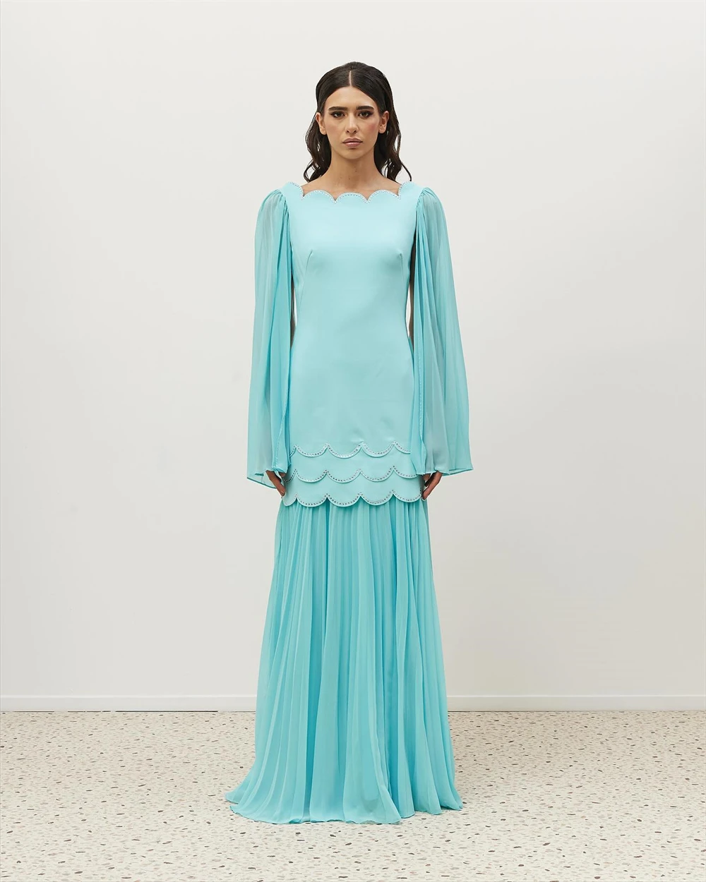 

Customized Simple Chiffon Evening Dress Fashion Long Sleeves Homecoming Dresses Elegant Sweep Train Special Occasion Gowns