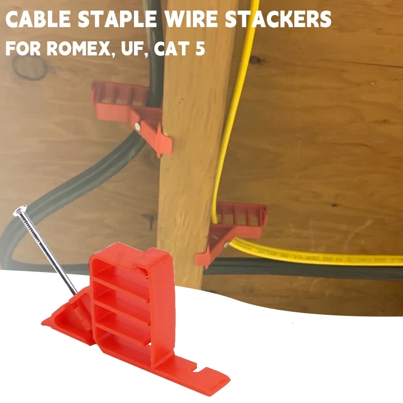 25pcs Cable Wire Fixing Bracket Cable Clamp Staple Wire Stackers For Romex UF CAT 5 Cable Clips with Nails