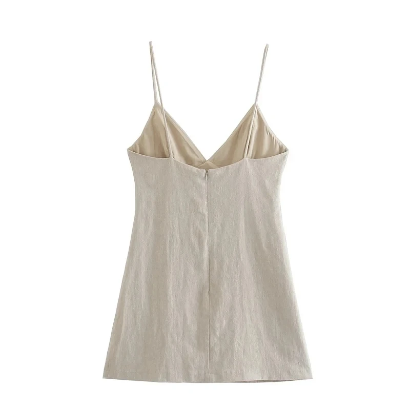 Frauen Chic Mode Ärmelloses Lnlay Mini Kleid Vintage Dünnen Trägern Sommer Weibliche Kleider Vestidos Mujer – Detail 2