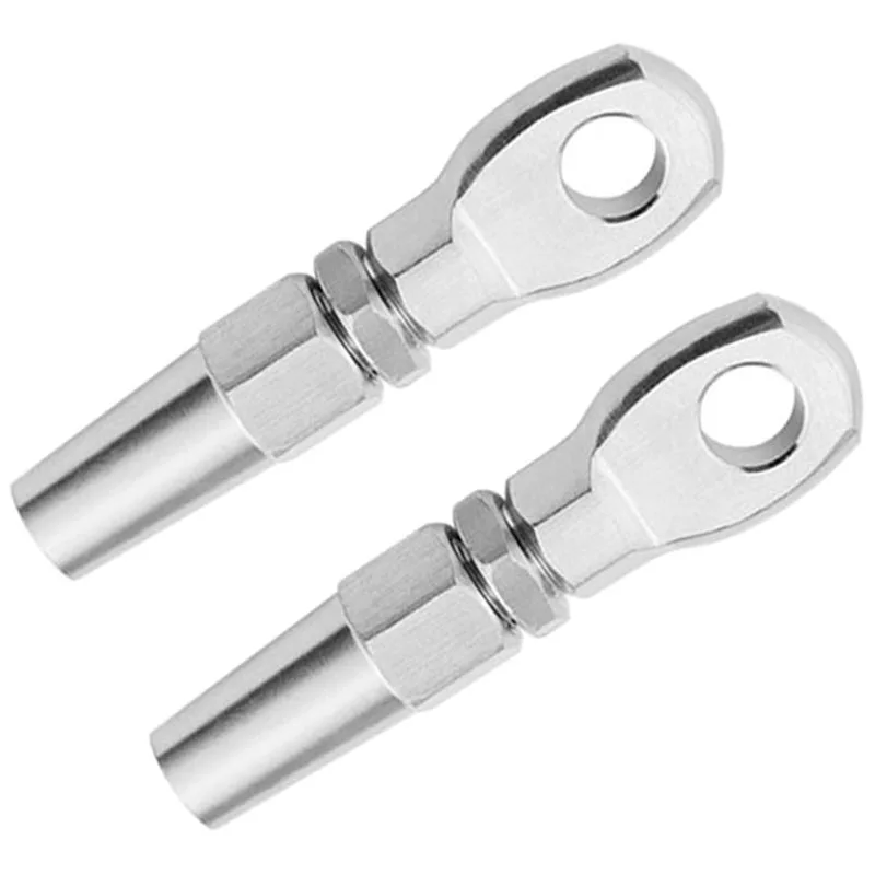 2 pçs grau marinho 316 aço inoxidável swageless olho terminal fio cabo corda diy montagem aparelhamento kit balaustrada