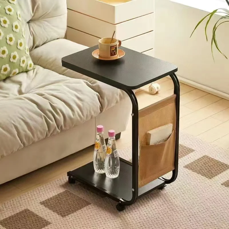 Movable bedside table, living room sofa coffee table with wheel