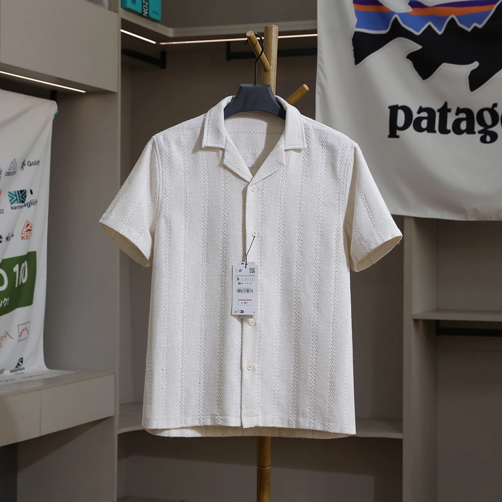 

Cuba Collar Design Men's Summer Fashion Breathable Cotton Linen Short Sleeve Shirt Casual Style Loose Fit Thin Material