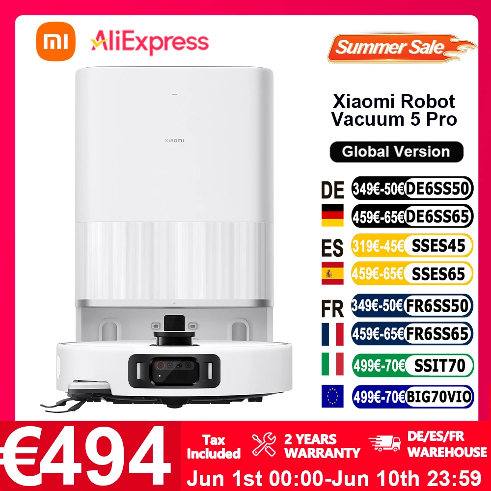 Version mondiale Xiaomi Robot aspirateur 5 Pro 20000Pa aspiration sans tracas Anti-enchevêtrement Station de base autonettoyante vadrouille extensible et brosse latérale vidéo HD appels