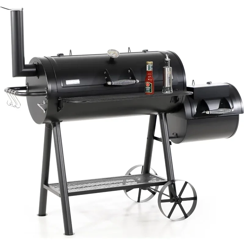 Captiva Designs Heavy Duty Outdoor Smoker,Extra Large Cooking Area(941 sq.in. in Total) Offset Smoker, Best Charcoal Smoker