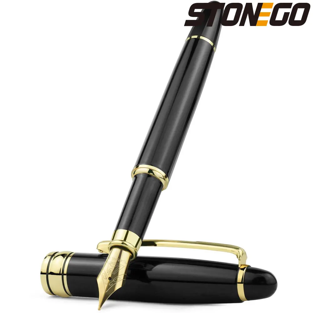 STONEGO lassical Metal Black Fountain Pen Converter Calligraphy Pens for Writing Drawing Journal Business Gift Pens