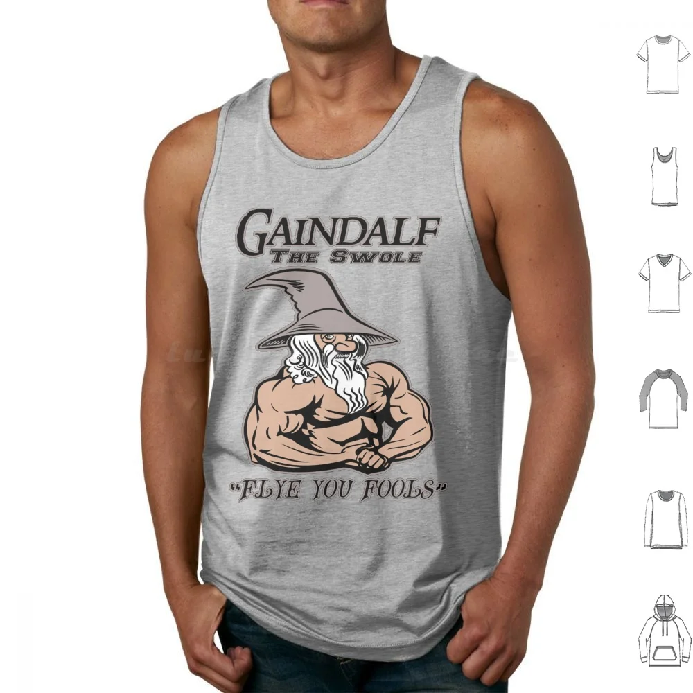 Gaindalf The Swole Tank Tops Vest Sleeveless Workout Fitness Training Gym Bro Swole Powerlifting Yoga Weightlifting Gaming