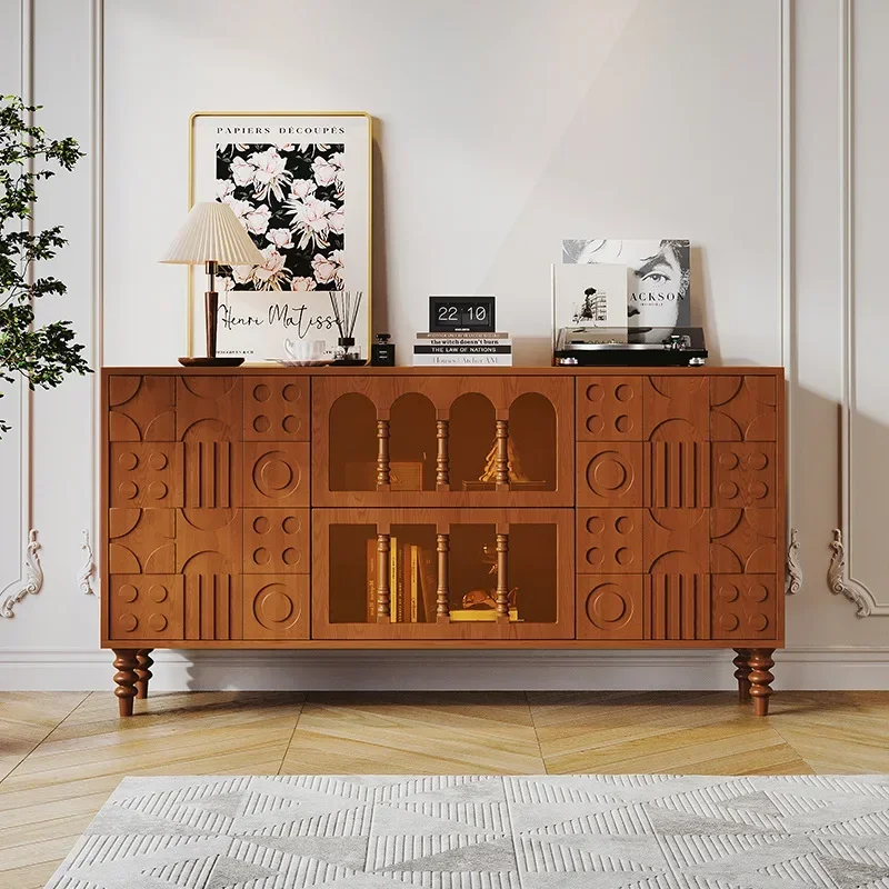 

American retro solid wood porch cabi et, French medieval style dinin g sid e cabinet, livin g room partition cab inet