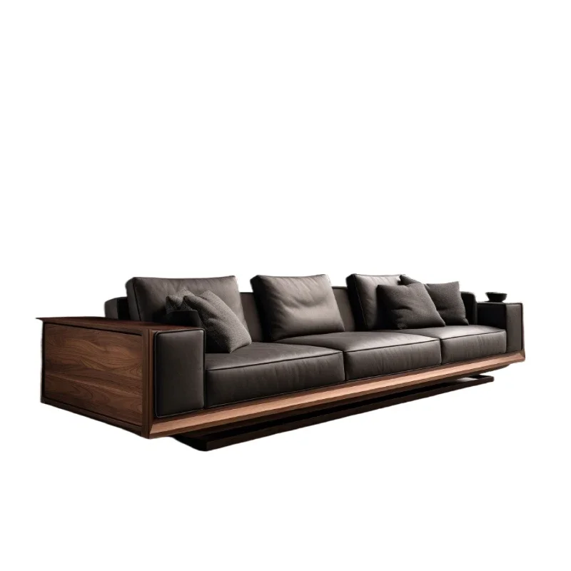 

Black walnut sofa living room ash wood black walnut solid wood head sofa