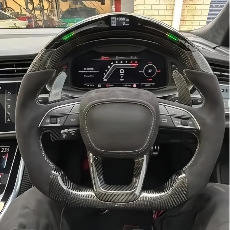 LED Customized Carbon Fiber Leather Car Steering Wheel For Audi A3 A4 A5 A6L A8 Q5 Q7 Q8 S3 S4 RS3 RS4 B8 B9 C7 Steering Wheel