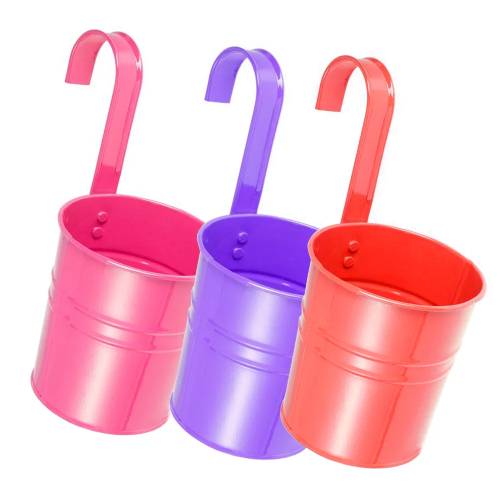 

3 Pcs Hanging Plants Wall Flower Vase Buckets Rack Indoor Holder Hook Pot Planter Pots Detachable