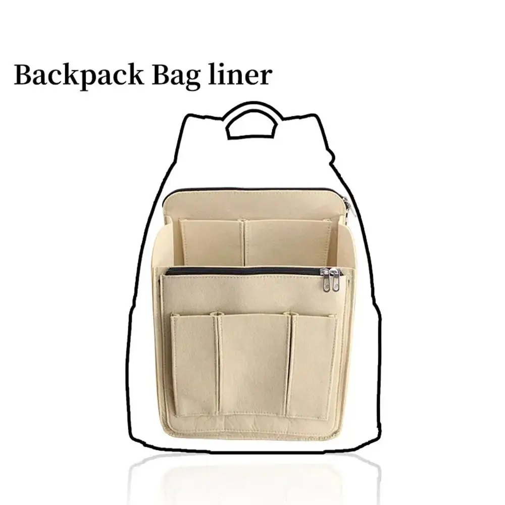 Durable Multi-Pocket Backpack Inner Bag Large Capacity Portable Insert Bag Felt Travel Liner Bag for Longchamp