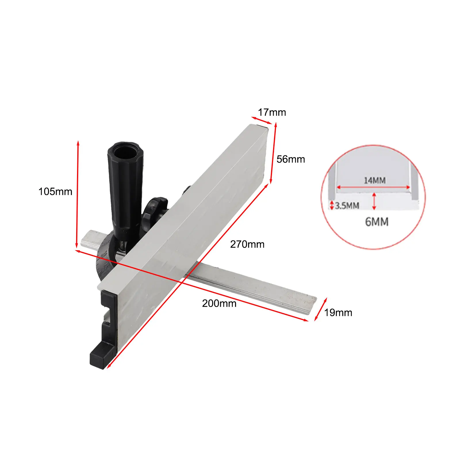 Angle Plate Ruler Miter Gauge Adjustable Aluminum Alloy For Table Saw Push Block Fence System Woodworking Tools