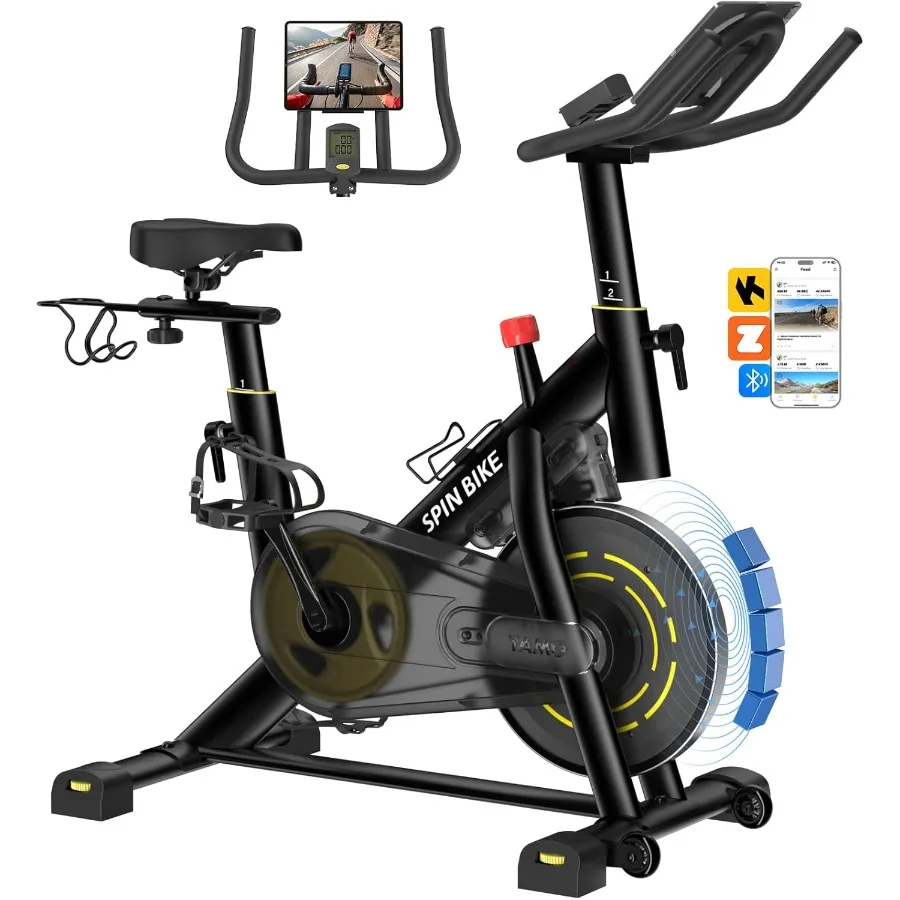 Bicicleta estática, bicicletas estacionarias mejoradas para cardio doméstico, bicicleta de ciclismo interior con resistencia magnética silenciosa ajustable, capacidad de 300 LBS