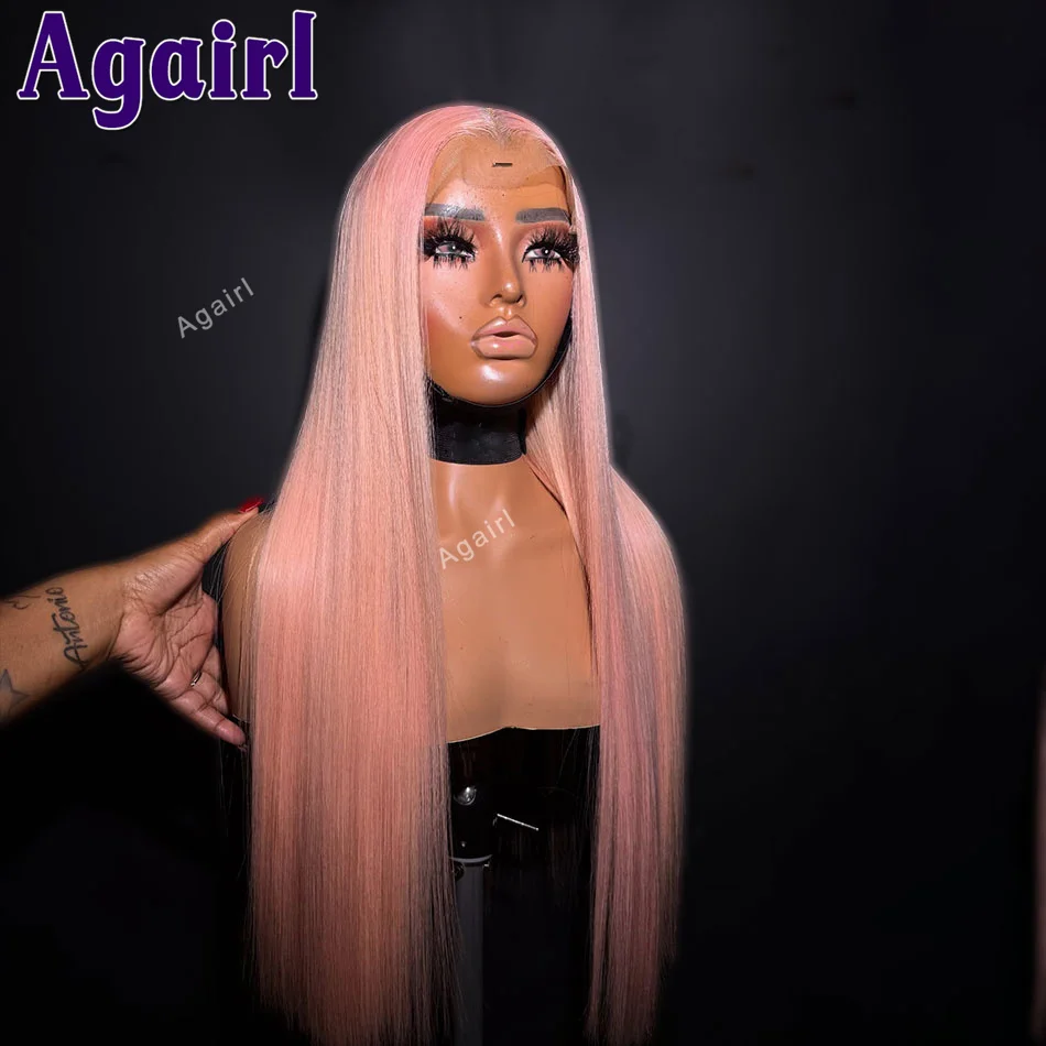 613 Colored Pink Straight 200 Density PrePlucked 13X6 13X4 Lace Frontal Wigs Human Hair Brazilian Remy Hair Wig for Women 30Inch