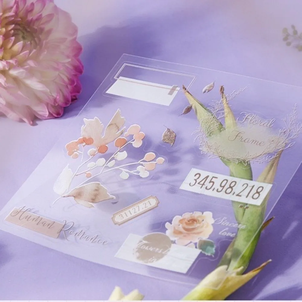 

20pcs/book Four Seasons Theme Floral Sticker Book Backing Decal INS Style Cutting Scrapbook DIY Craft Light Retro