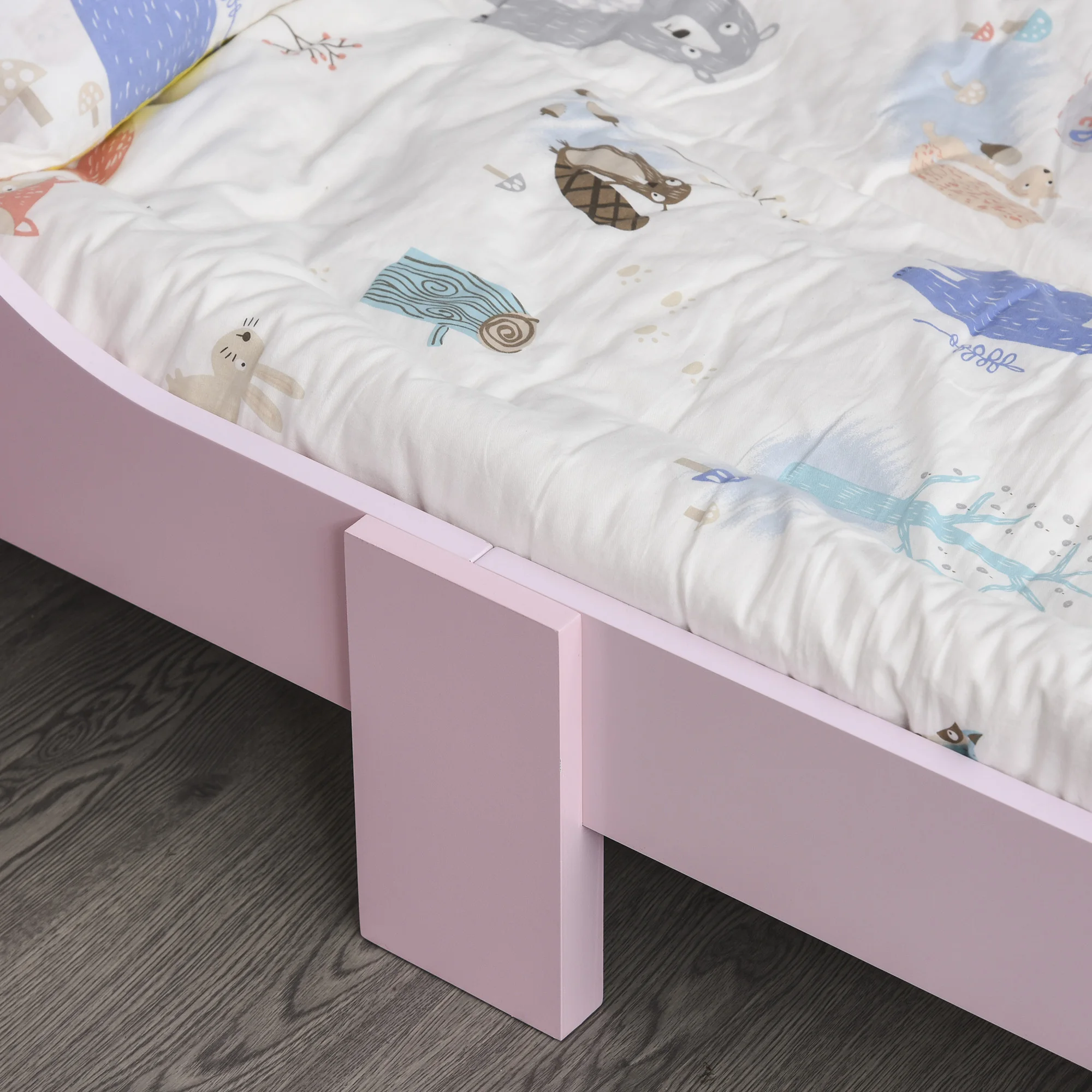 HOMCOM Kids Toddler Bed Princess Crown Theme Safety Side Rails Slats Home Bedroom Furniture 3-6 Yrs Pink 143 x 73 x 60 cm