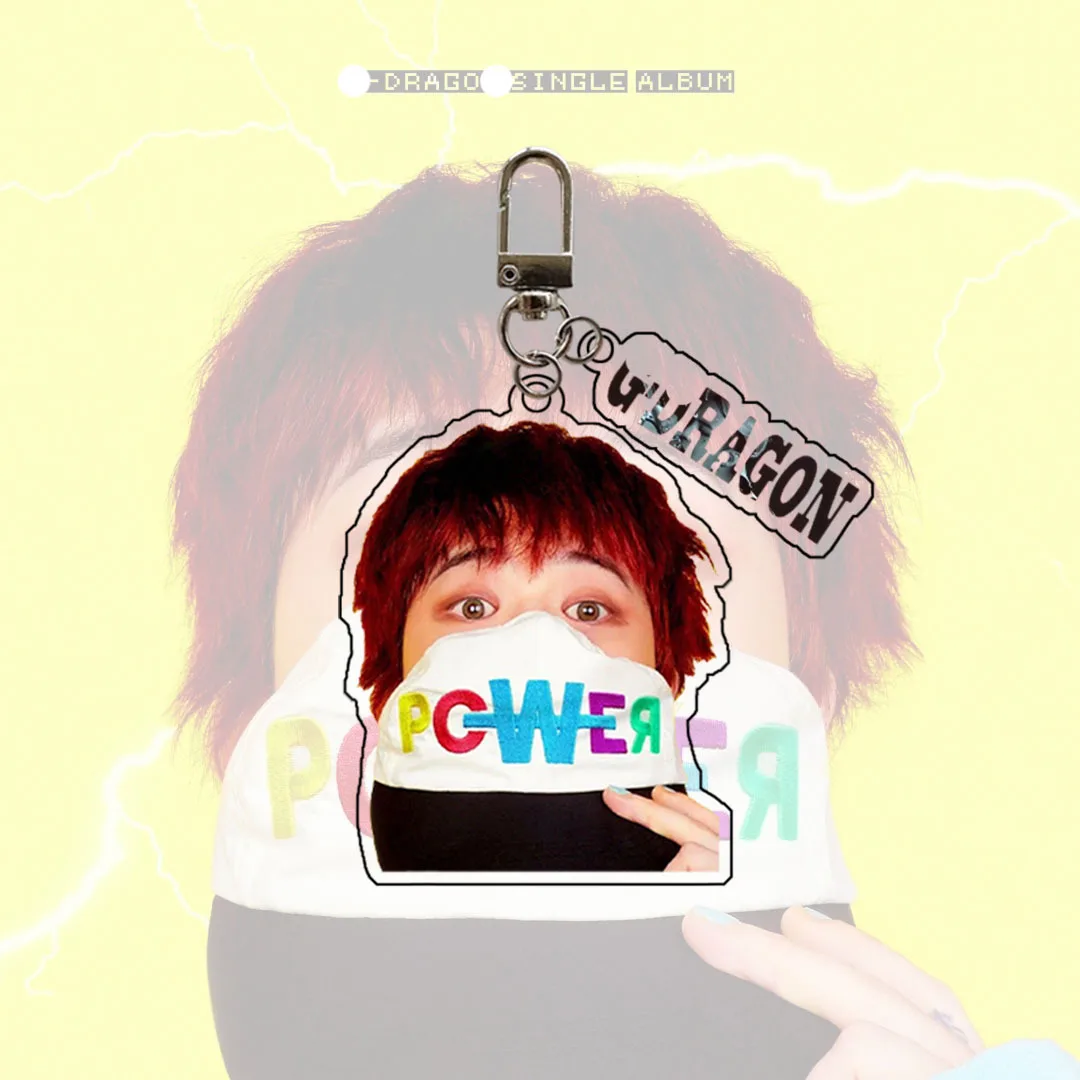 KPOP G-Dragon Album POWER 2-Piece Keyring Letter Printed Pendant Acrylic Double Side Figure Hang Tags Keychain Fans Collection