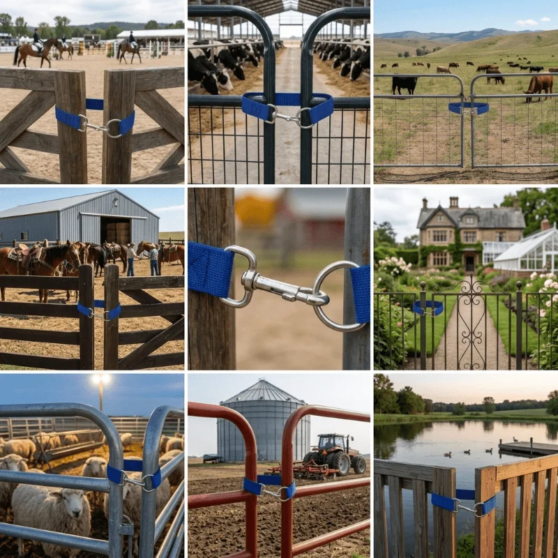 3 Easy Horse Latches,Easy Pasture Gate Hooks,Single Ring Swivel Snap Gate Hooks for Securing Horse Fences,Sheep 50 Cm Length