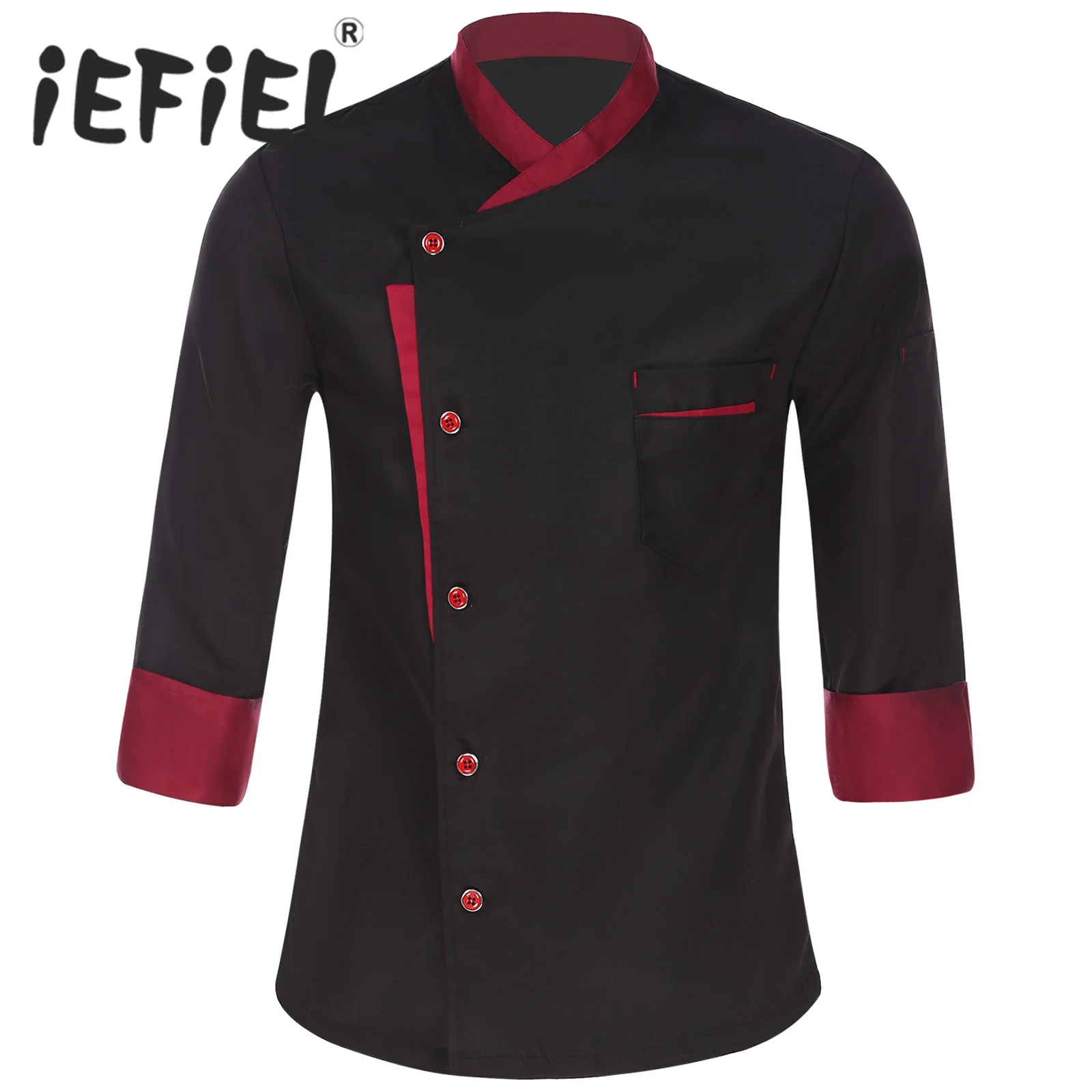 

Mens Chef Shirt Long Sleeve Cooking Jacket Coat Kitchen Restaurant Hotel Work Clothes Unisex Food Cooks Uniform Cosplay Costume