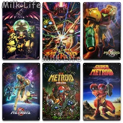 Super Metroid Retro Game Metal Poster Retro Tin Signs Pub Cafe Bar Garage Marks Plaque Iron Painting Wall Room Decoration Male