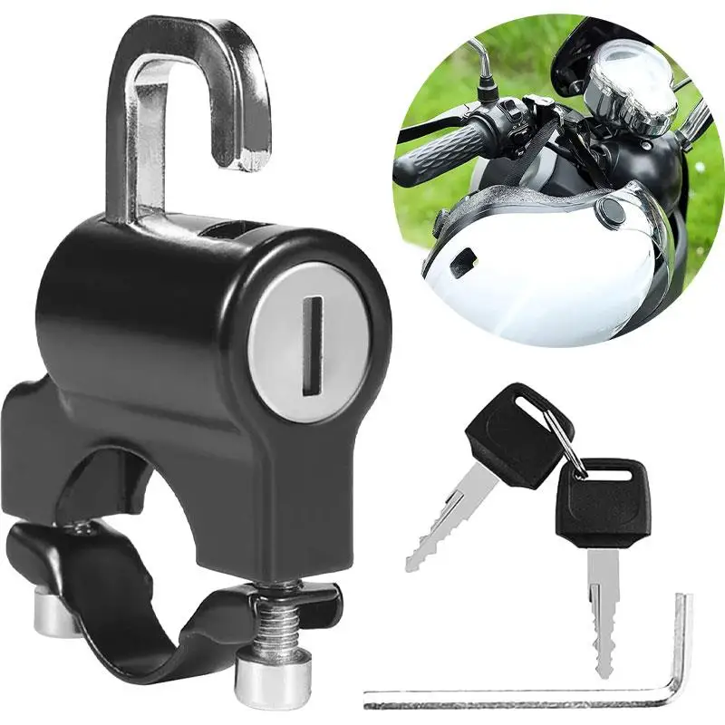 Universal Motorcycle Helmet Lock Bicycles Portable Security Anti-Theft Fixed Helmet Lock for 22-28mm Handlebar Moto Accessories