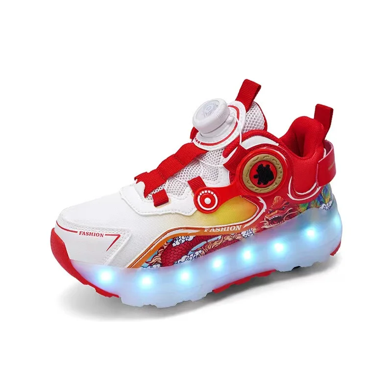 Roller Skate Shoes for Children, 4 Wheels, Deformable Sneakers, Outdoor Sport, Deformation Parkour, Running, Boy, Girl, Youth