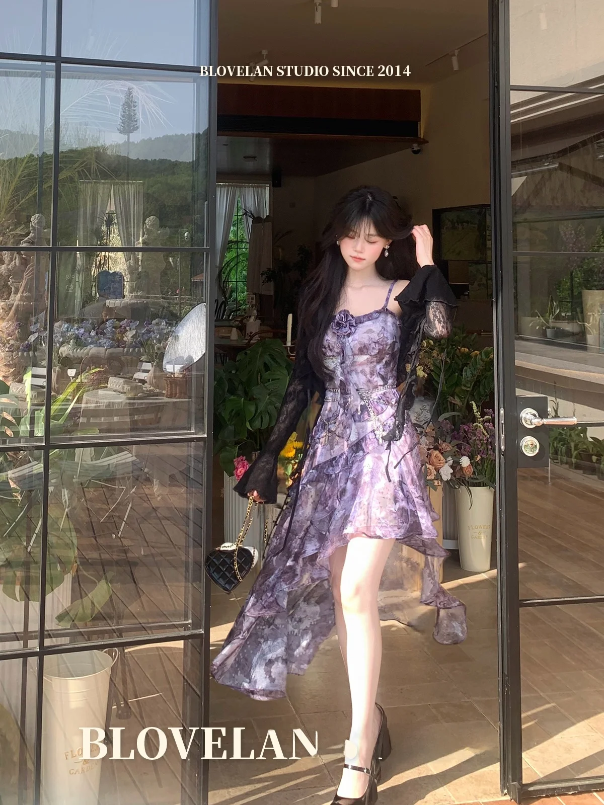 

Bovelan Night Bla Versatile Slim Fit Skin Friendly Breathable Bell Sve Tie Lace Open Cardigan Sun Protection Outerwear