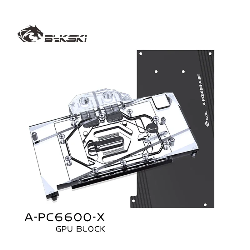 Bykski GPU-blok voor Powercolor Fighter AMD Radeon RX 6600 8GB grafische kaart /met backplane koperen koeler A-PC6600-X