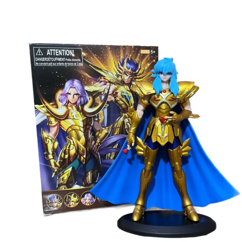 19CM Anime Saint seiya Gold Saint Figure Aries Pisces Capricorn Aquarius Stand Animation Model Toys Gifts Collection Decoration