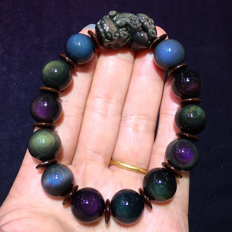 Rough Stone Mexico Large Particles Dream Starry Obsidian Pi Xiu Bracelet Big Eyes Each Color Eye