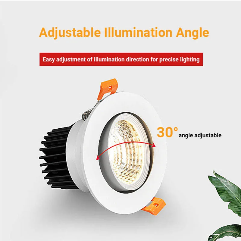 Wbudowana lampa sufitowa Reflektor LED Trójkolorowa zmiana COB Downlight Wpuszczana sufitowa lampa punktowa LED Przeciwodblaskowe światła punktowe LED 220V