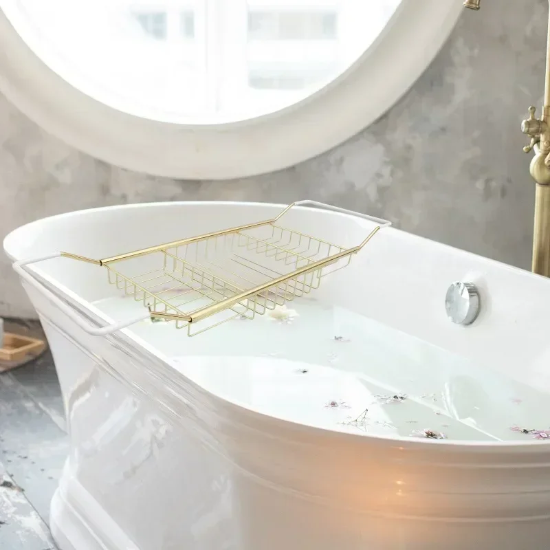 Laptop Stand Wire Bath Tub Tray Stainless Bathtub Tray Expandable Bath Table Shelf Over Bath Tub Racks Optional Gold/Silver