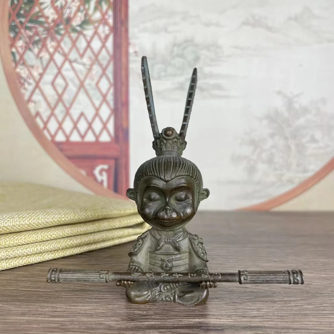 

Antique Solid Copper Monkey King Statue for Desk Decoration and Craft Gift