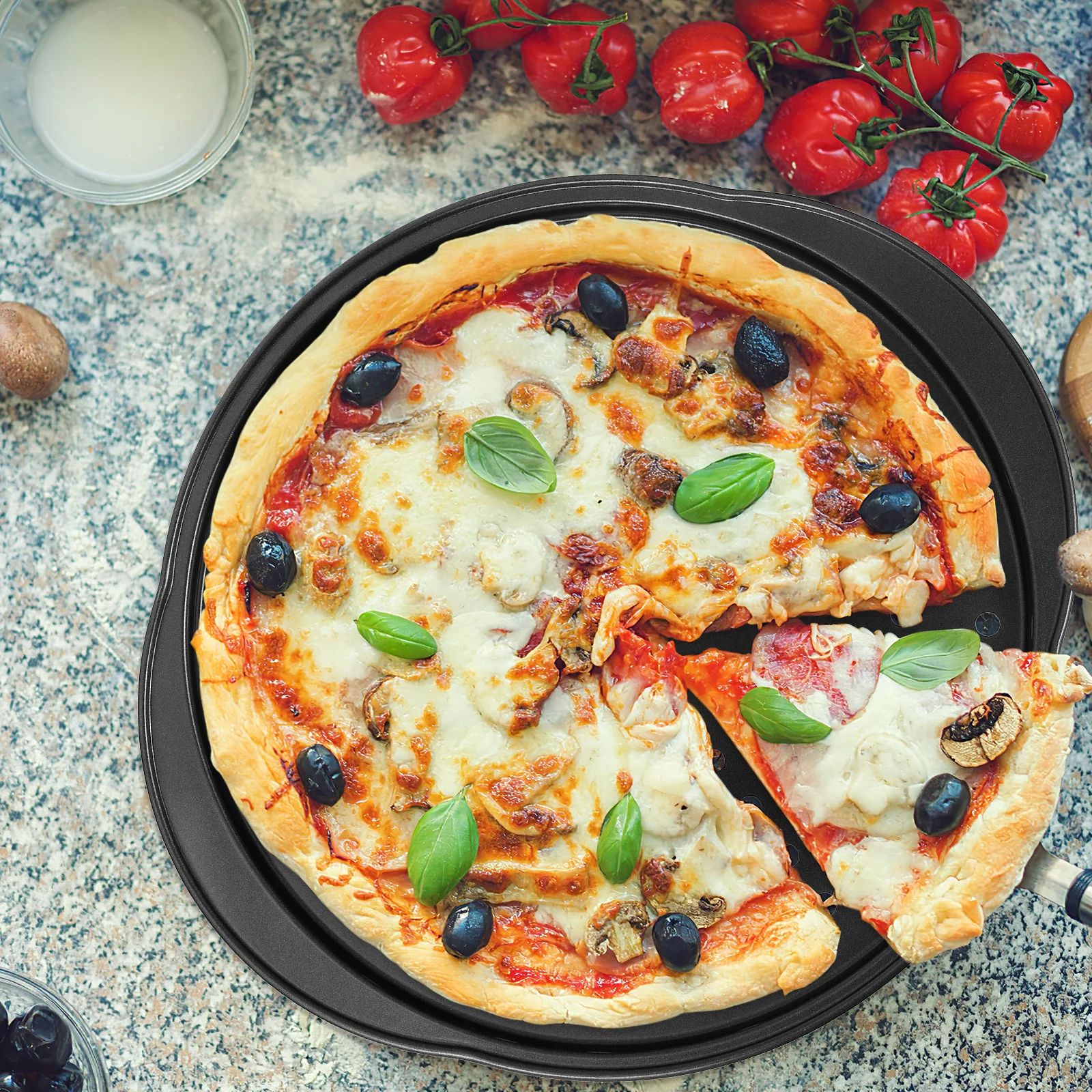 

4 pcs Nonstick Carbon Steel Pizza Pans Round Holes Baking Trays Oven-Safe For Home Kitchen Restaurant Bakeware For Oven Pizza